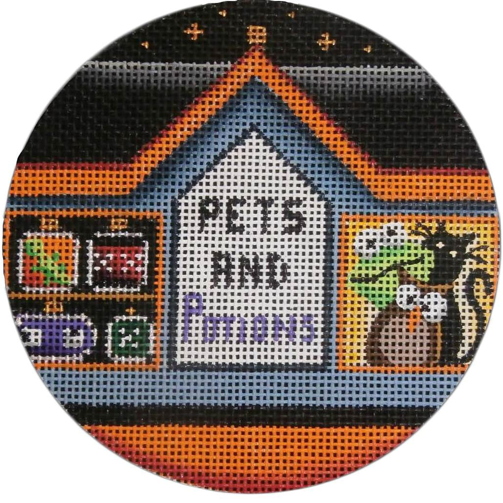 Pets and Potions Round Canvas - KC Needlepoint