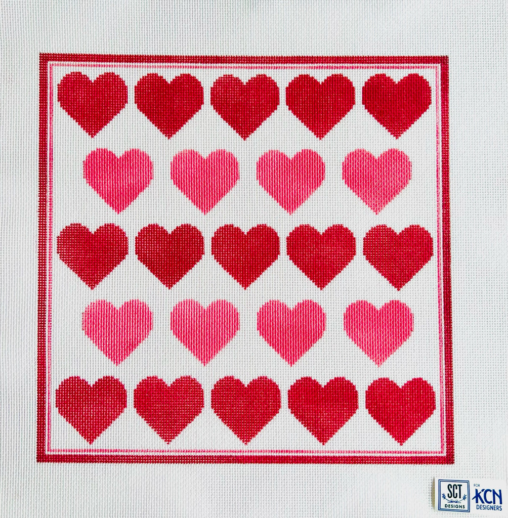 23 Hearts Canvas - KC Needlepoint