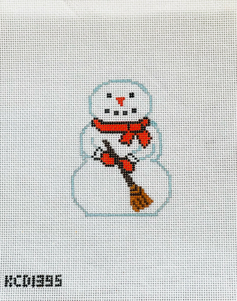 Snowman with Broom Canvas - KC Needlepoint