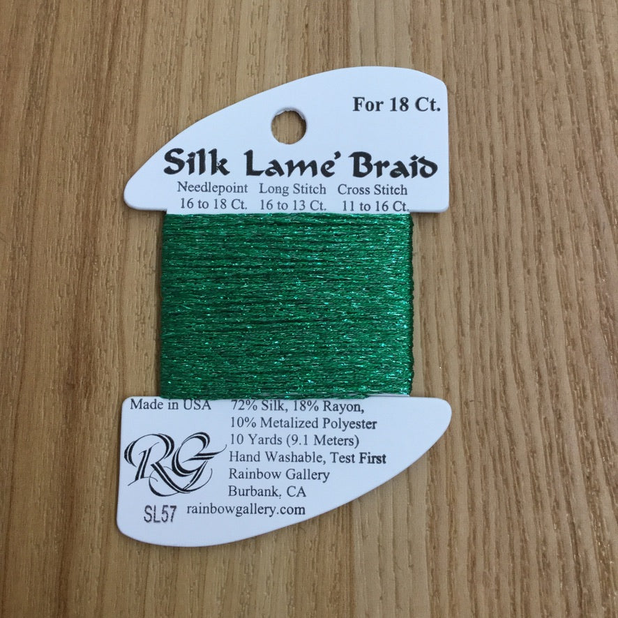 Silk Lamé Braid SL57 Christmas Green - KC Needlepoint