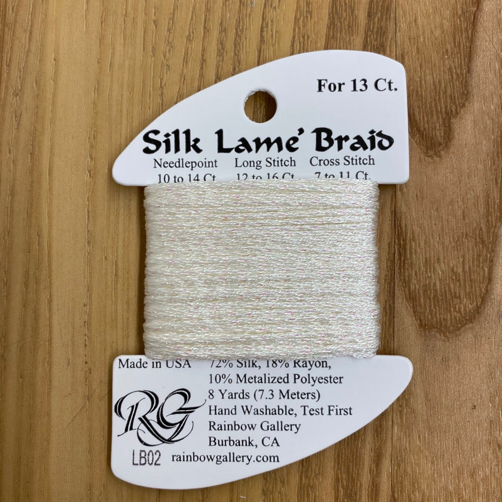 Silk Lamé Braid LB02 White - KC Needlepoint
