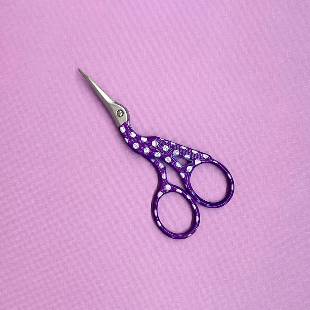 Purple and White Polka Dot Scissors - KC Needlepoint