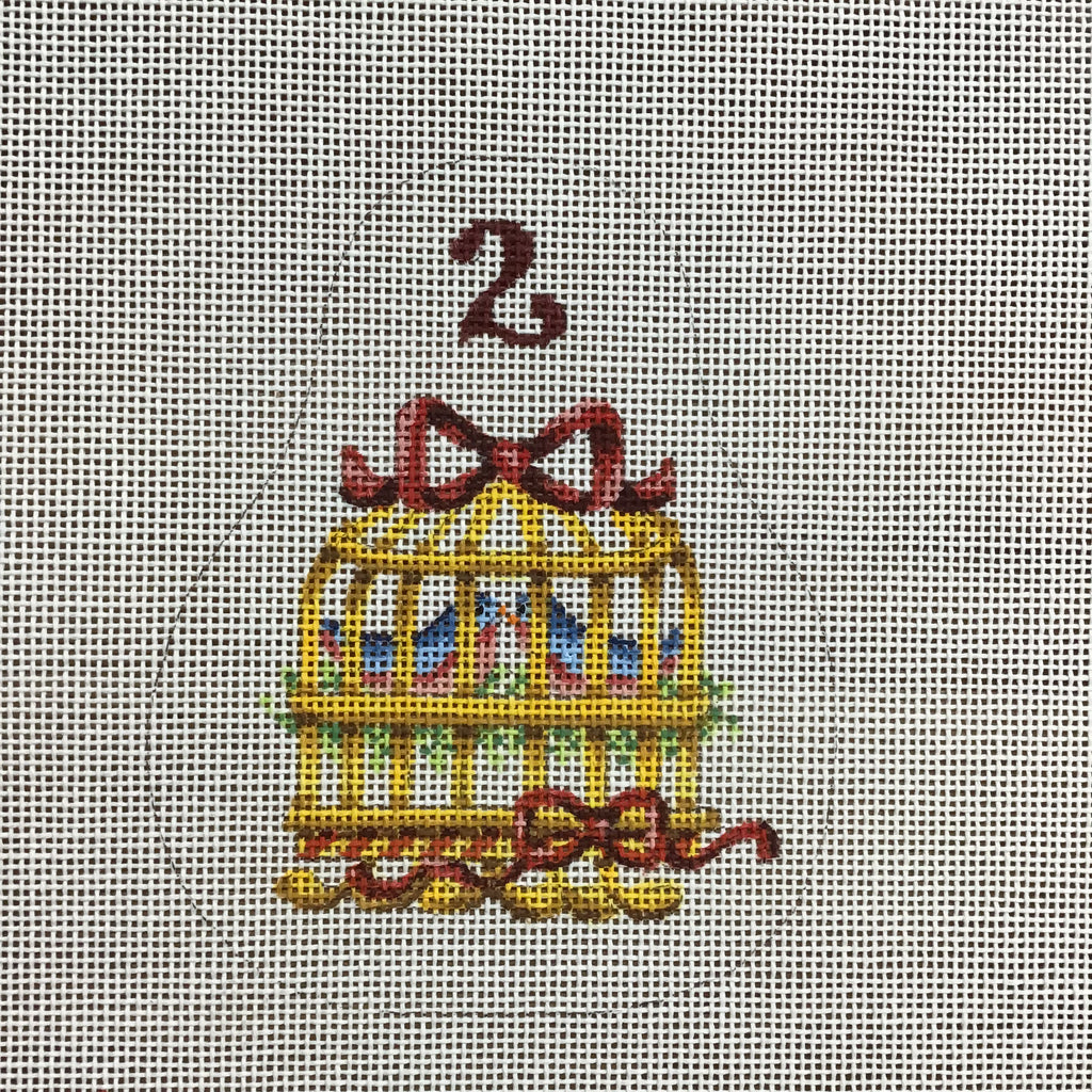 Two Turtle Doves Pear Canvas - KC Needlepoint
