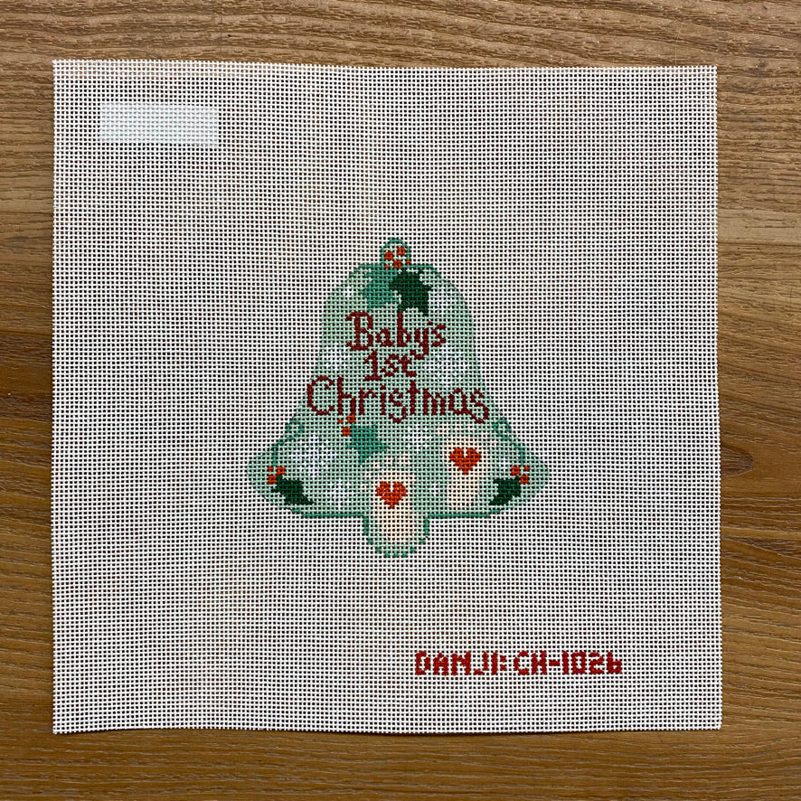 Baby's First Christmas Bell Canvas - KC Needlepoint