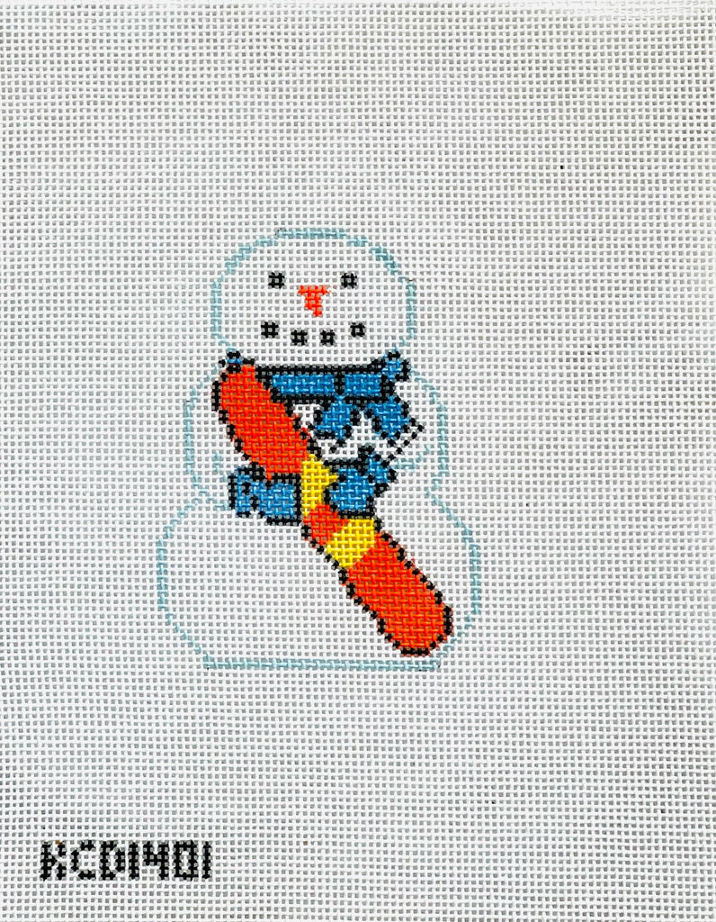Snowman with Snowboard Canvas - KC Needlepoint