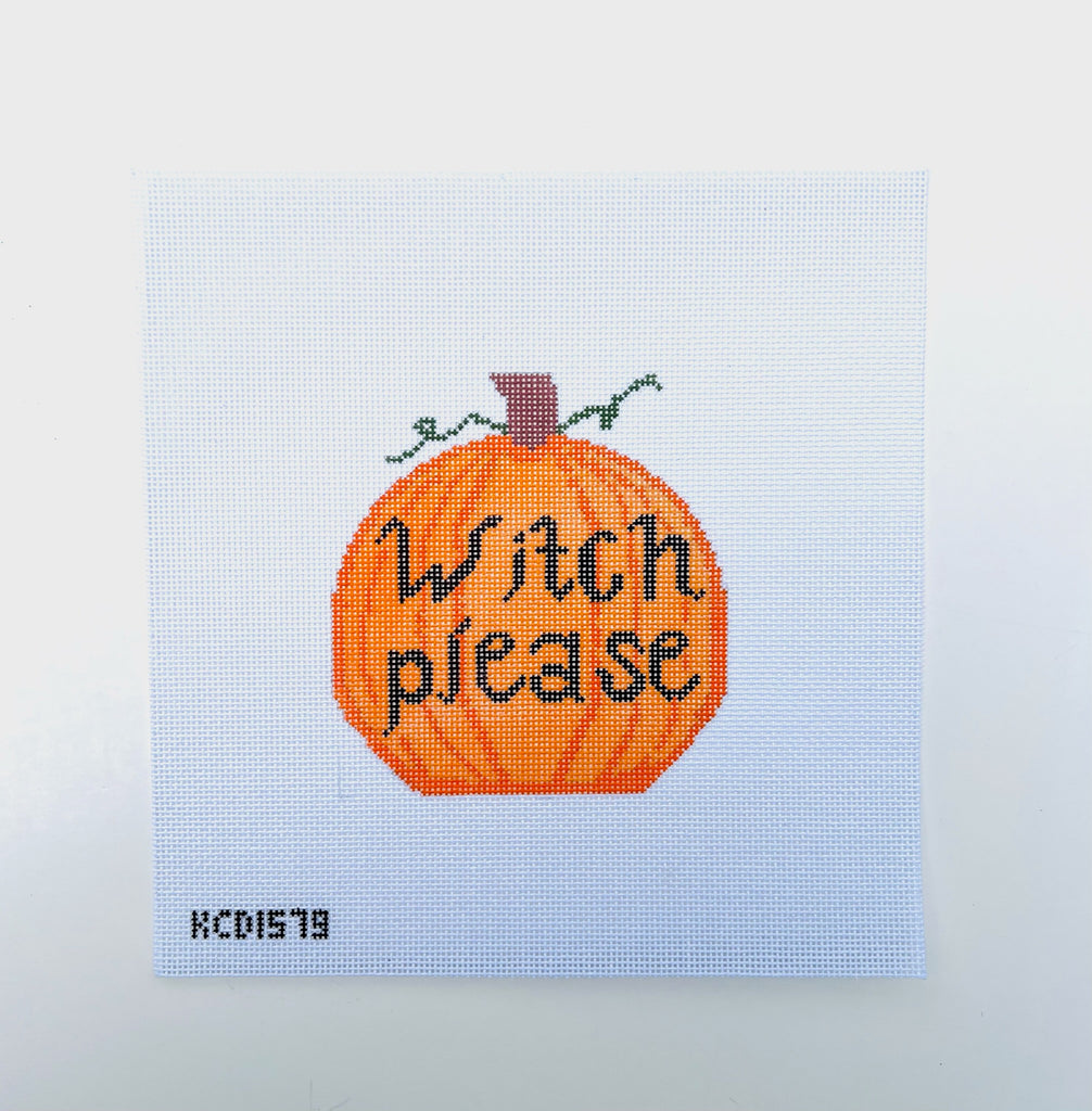 Witch Please Pumpkin Canvas - KC Needlepoint