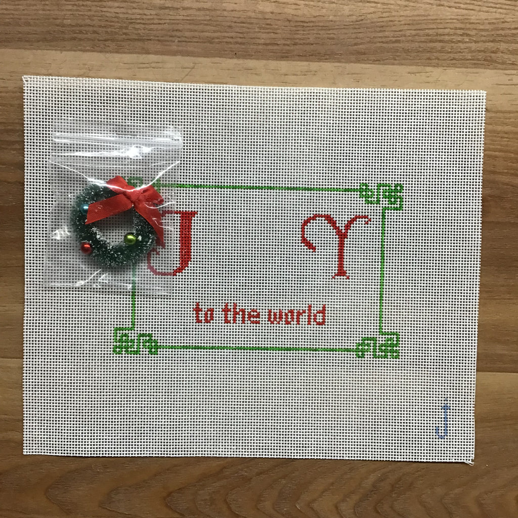 Joy to the World with Wreath Canvas - KC Needlepoint