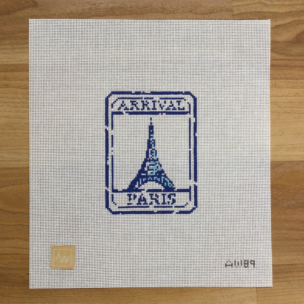 Passport Stamp-Paris Canvas - KC Needlepoint