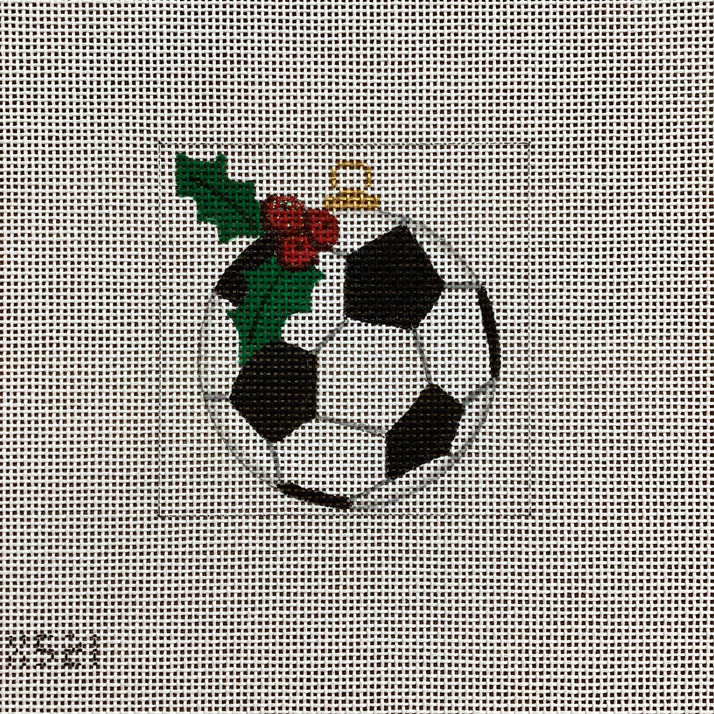 Soccer Ball with Holly Canvas - KC Needlepoint