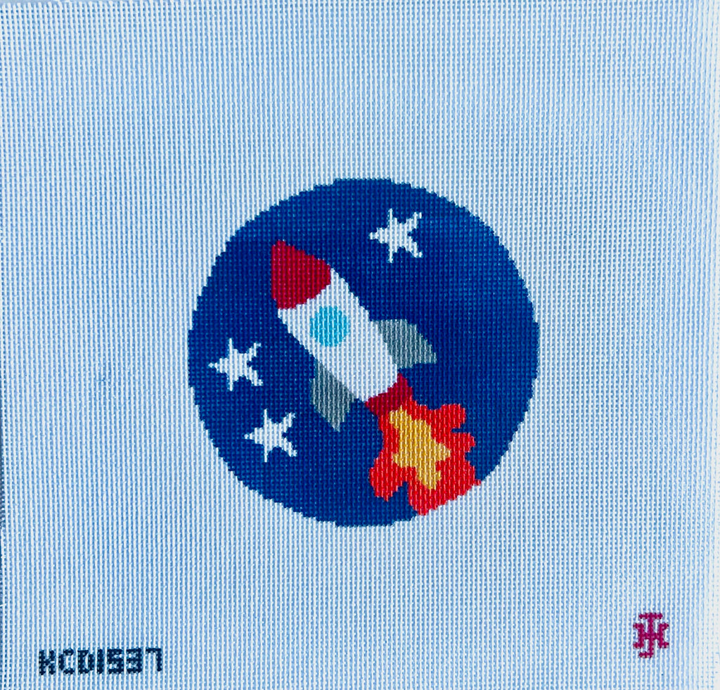 Rocket Round Canvas - KC Needlepoint
