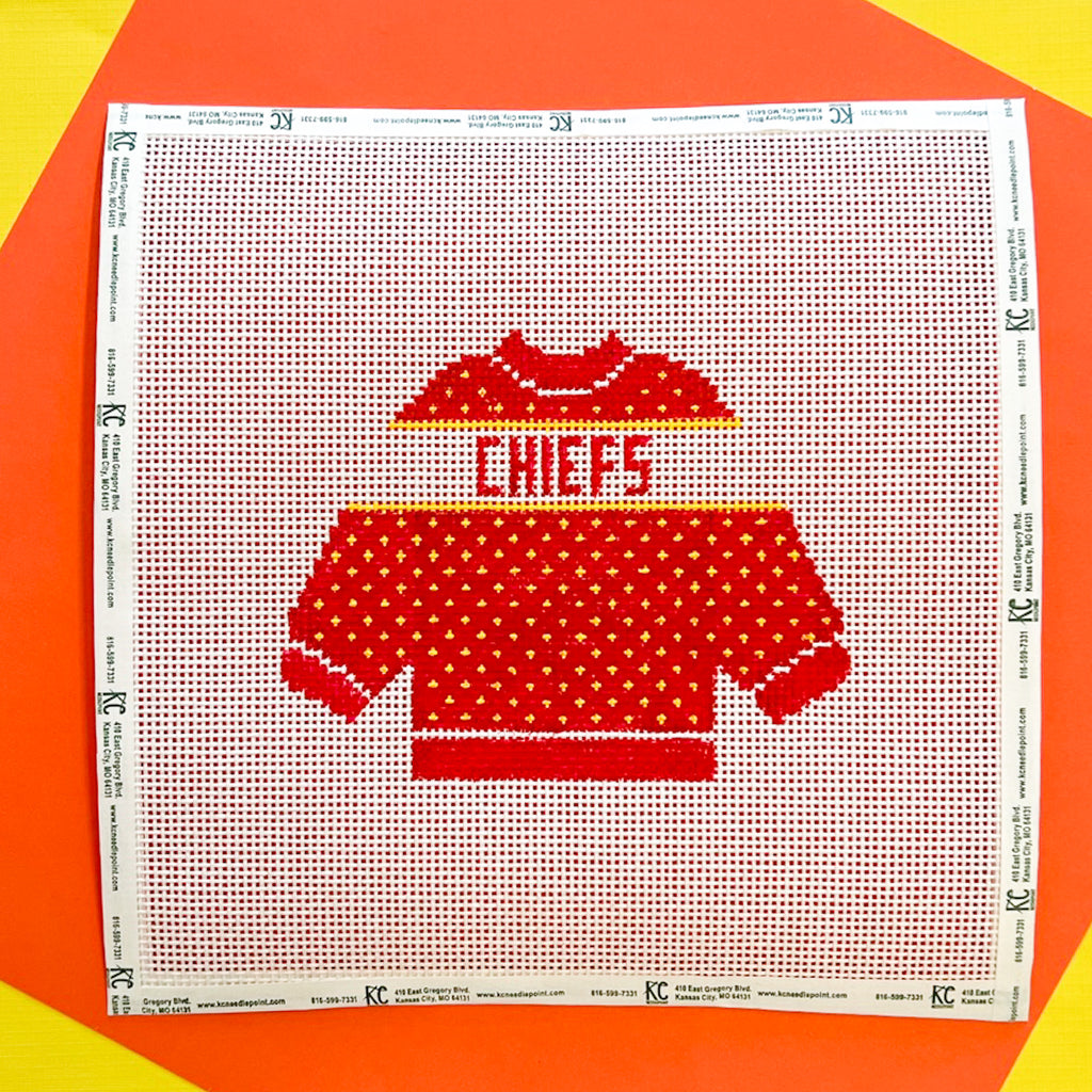 Chiefs Sweater Needlepoint Canvas - KC Needlepoint