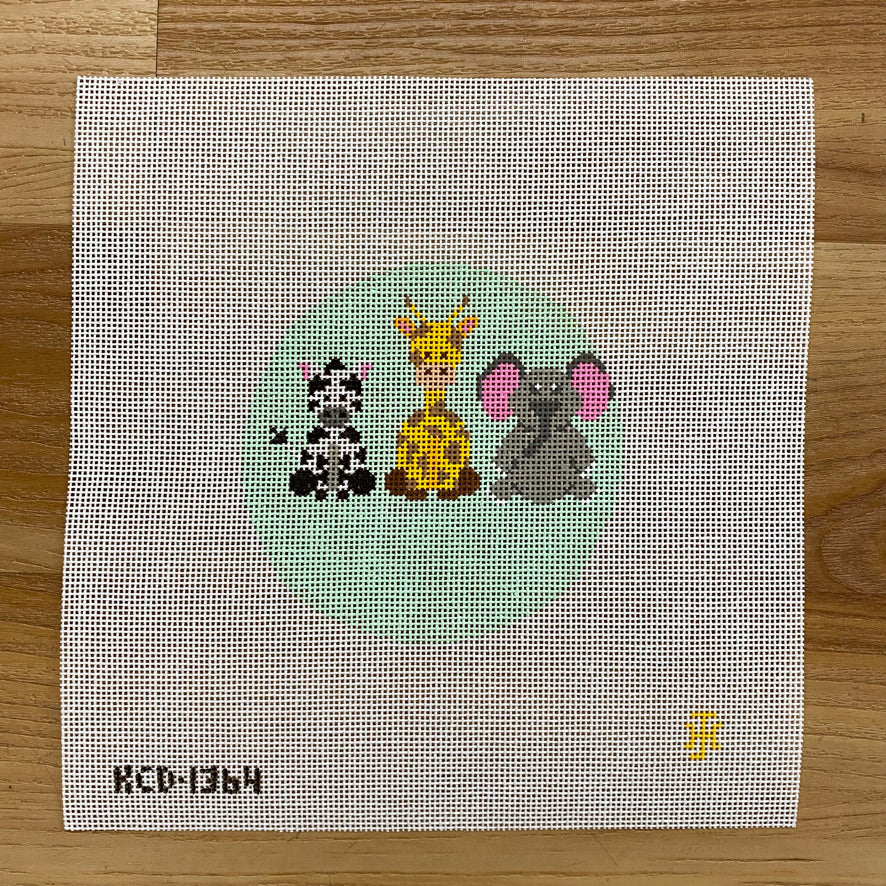 Cow, Giraffe, Elephant Ornament Canvas - KC Needlepoint