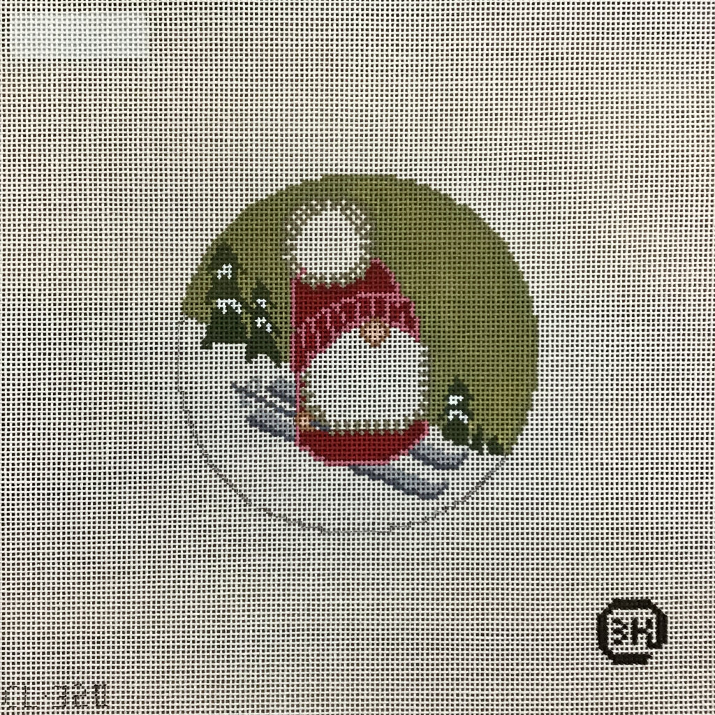 Skiing Gnome Ornament Canvas - KC Needlepoint