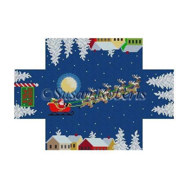 Santa Over the Rooftop Brick Cover - KC Needlepoint