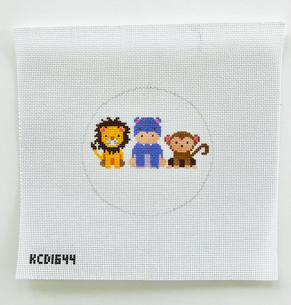 Lion, Bear, Monkey Ornament Canvas - KC Needlepoint