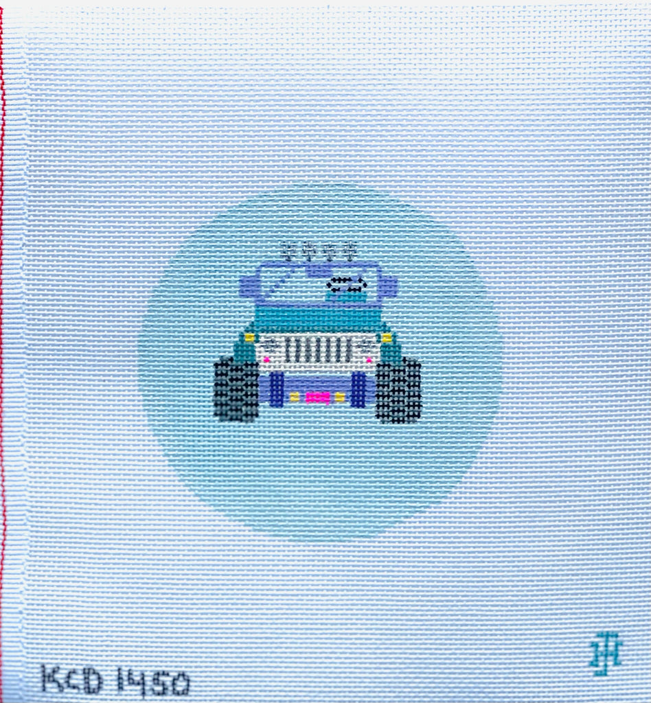 Blue Kid Jeep Ornament Canvas - KC Needlepoint