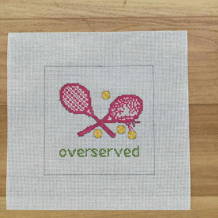 Overserved Pink Square Canvas - needlepoint