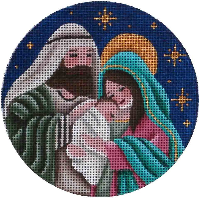 Nativity Round Canvas - needlepoint