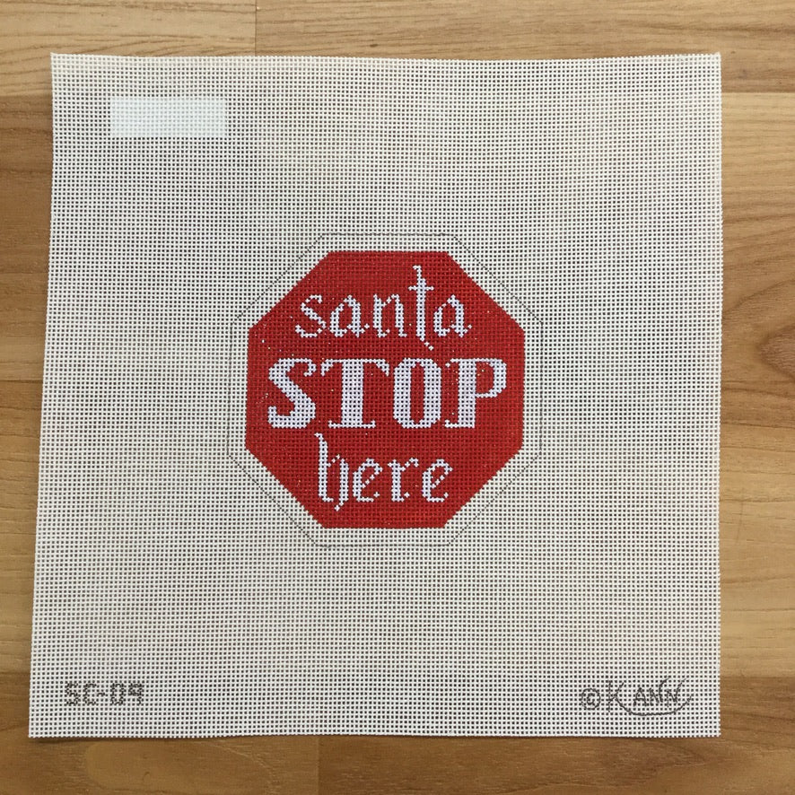 Santa Stop Here Canvas - KC Needlepoint