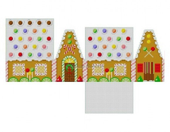 Skittles and Lime Slices 3D Gingerbread House Canvas - KC Needlepoint