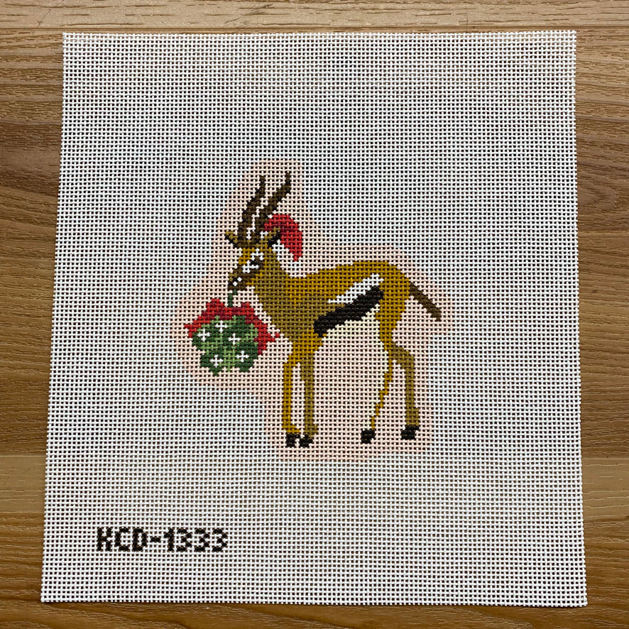 Holiday Antelope Ornament Canvas - KC Needlepoint