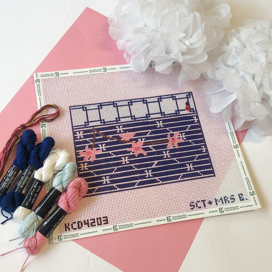 Cherry Blossom Mini Clutch Kit - KC Needlepoint