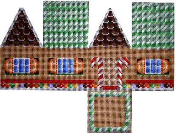 Green Cane Roof Gingerbread Cottage Canvas - KC Needlepoint