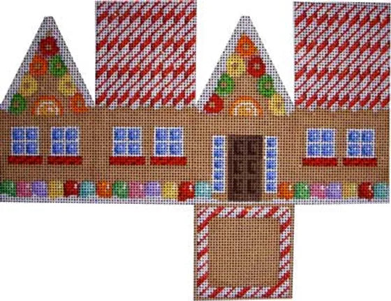 Red Cane Roof Gingerbread Cottage Canvas - KC Needlepoint