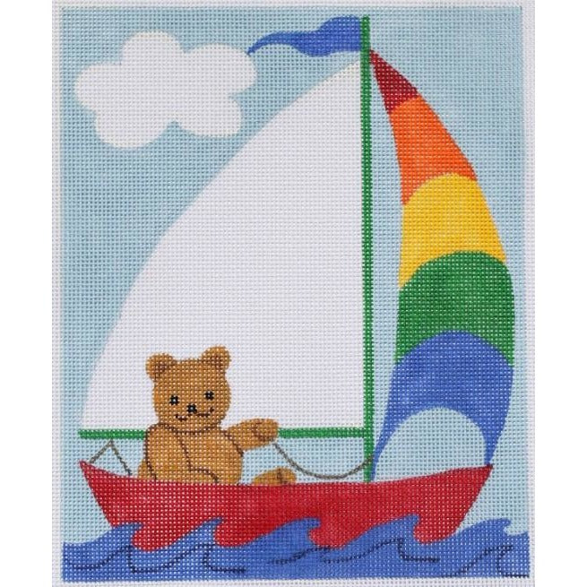 Sailing Teddy Needlepoint Canvas - KC Needlepoint