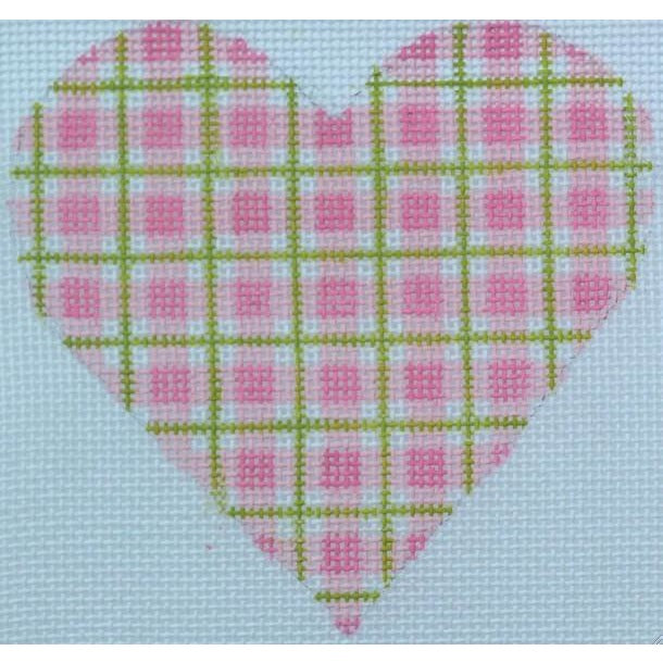 Pink Square Heart Canvas - KC Needlepoint