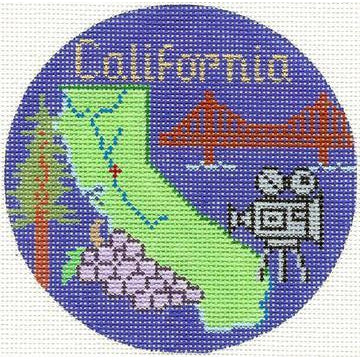 California 4" Travel Round Canvas - KC Needlepoint