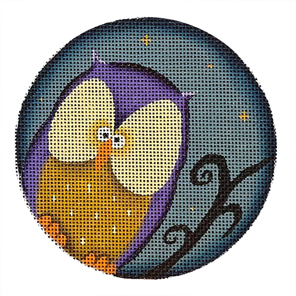 Whoo? Round Canvas - KC Needlepoint