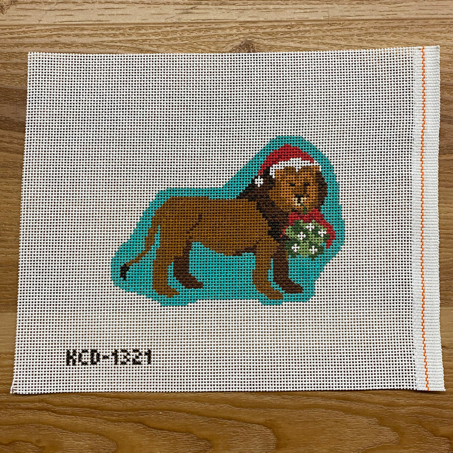 Holiday Lion Ornament Canvas - KC Needlepoint