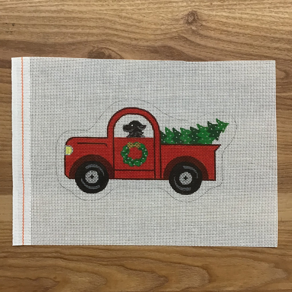 Dog in Truck Canvas - KC Needlepoint
