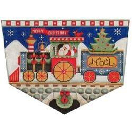 Santa's Train Christmas Stocking Topper - KC Needlepoint
