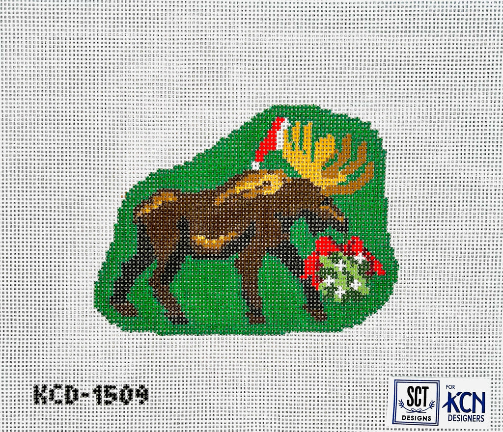 Holiday Moose Ornament Canvas - KC Needlepoint
