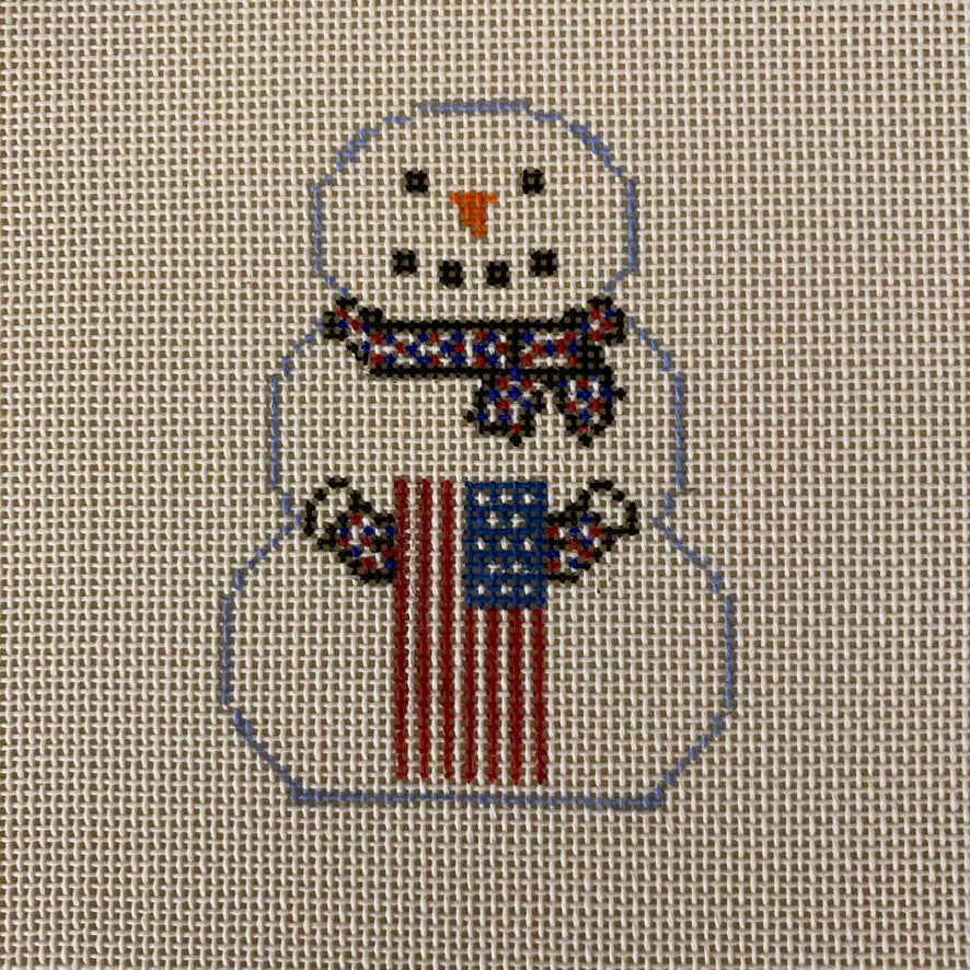 Snowman with Flag Canvas - KC Needlepoint