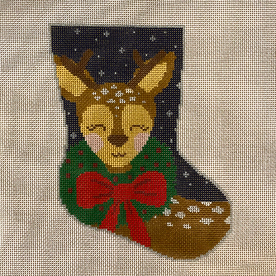 Dasher the Fun Reindeer Midsize Stocking Canvas - KC Needlepoint