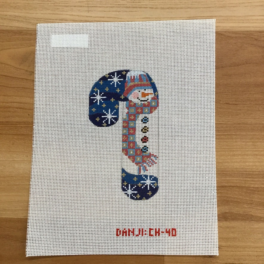 Snowman Candy Cane Canvas - needlepoint