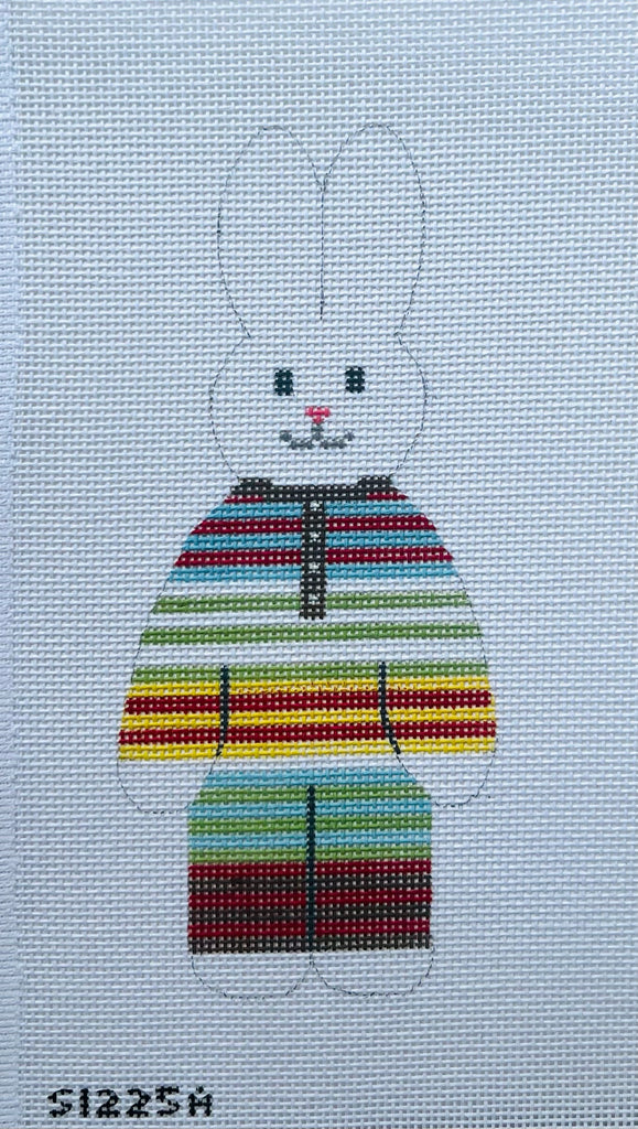 Striped Pants Bunny Needlepoint Canvas - KC Needlepoint
