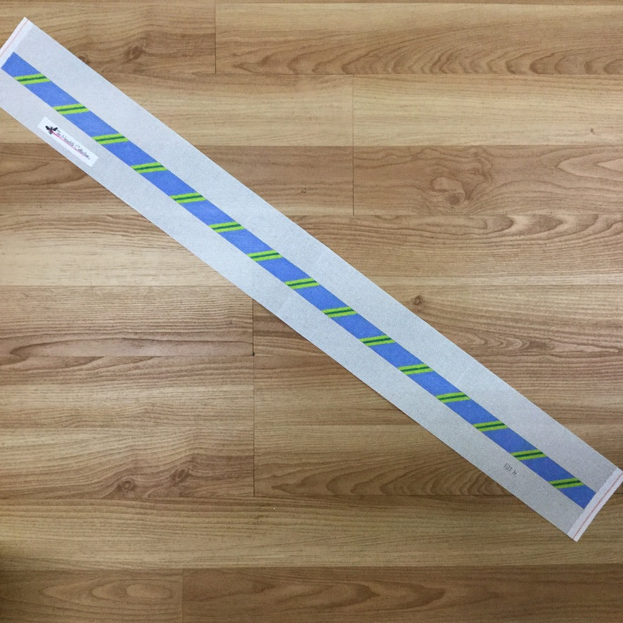 Diagonal Stripe Periwinkle Lime Teal Belt Canvas - needlepoint