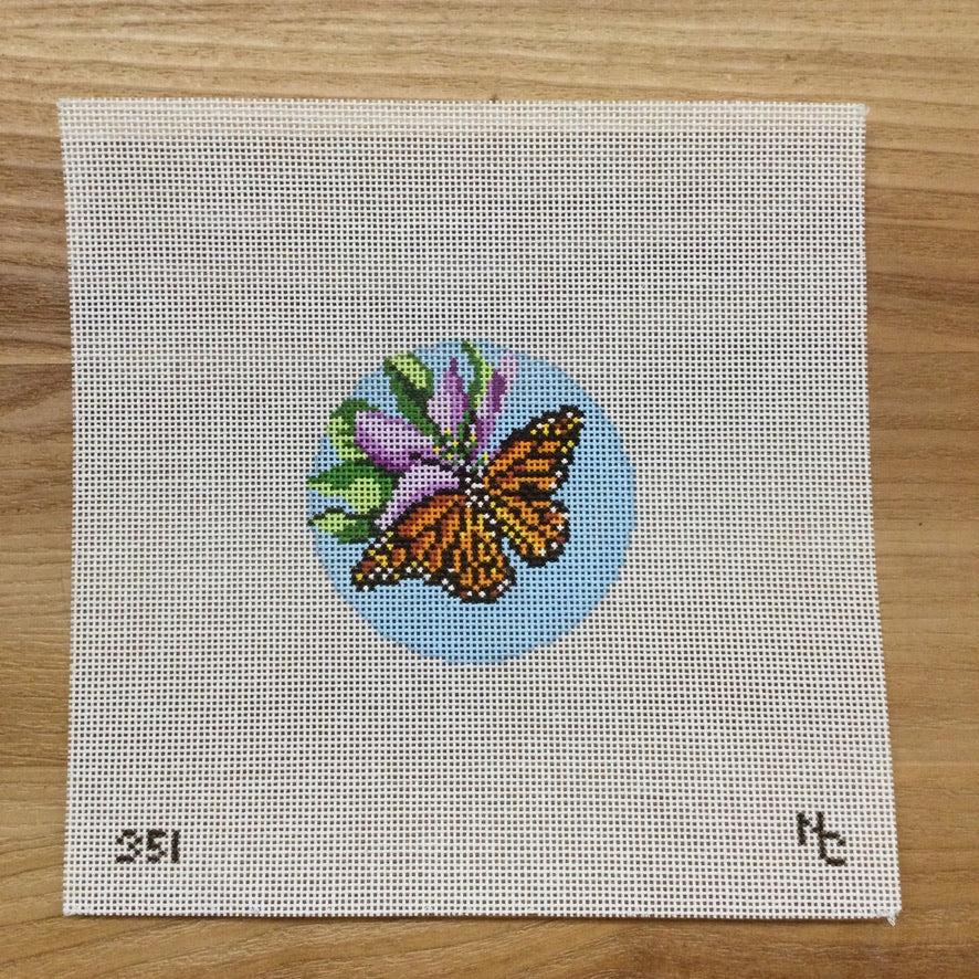 Monarch Round Canvas - needlepoint