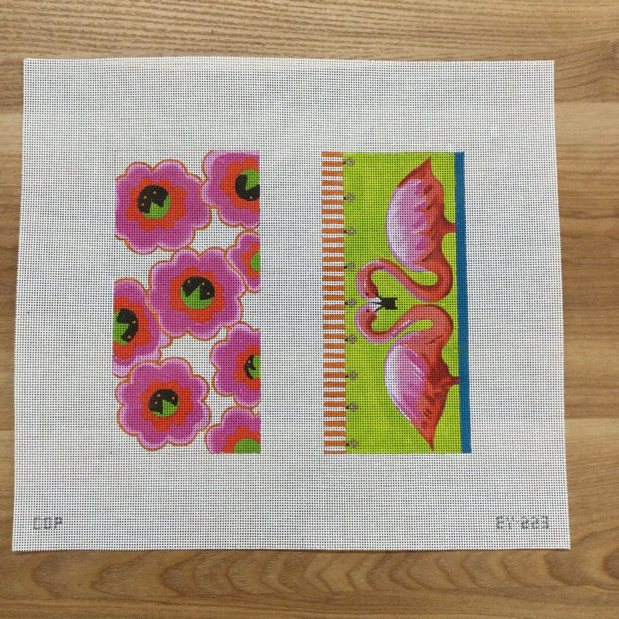 Flamingo and Floral Eyeglass Case Canvas - KC Needlepoint