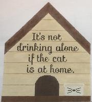 Drinking Cat Canvas - KC Needlepoint