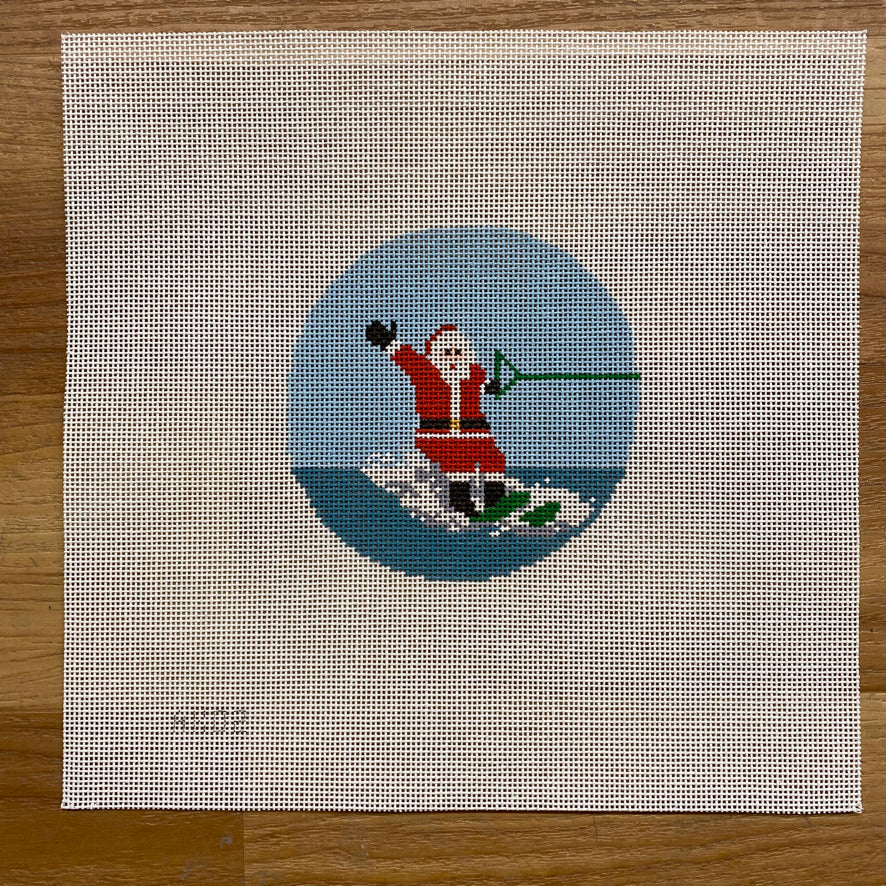 Water Ski Santa Canvas - KC Needlepoint