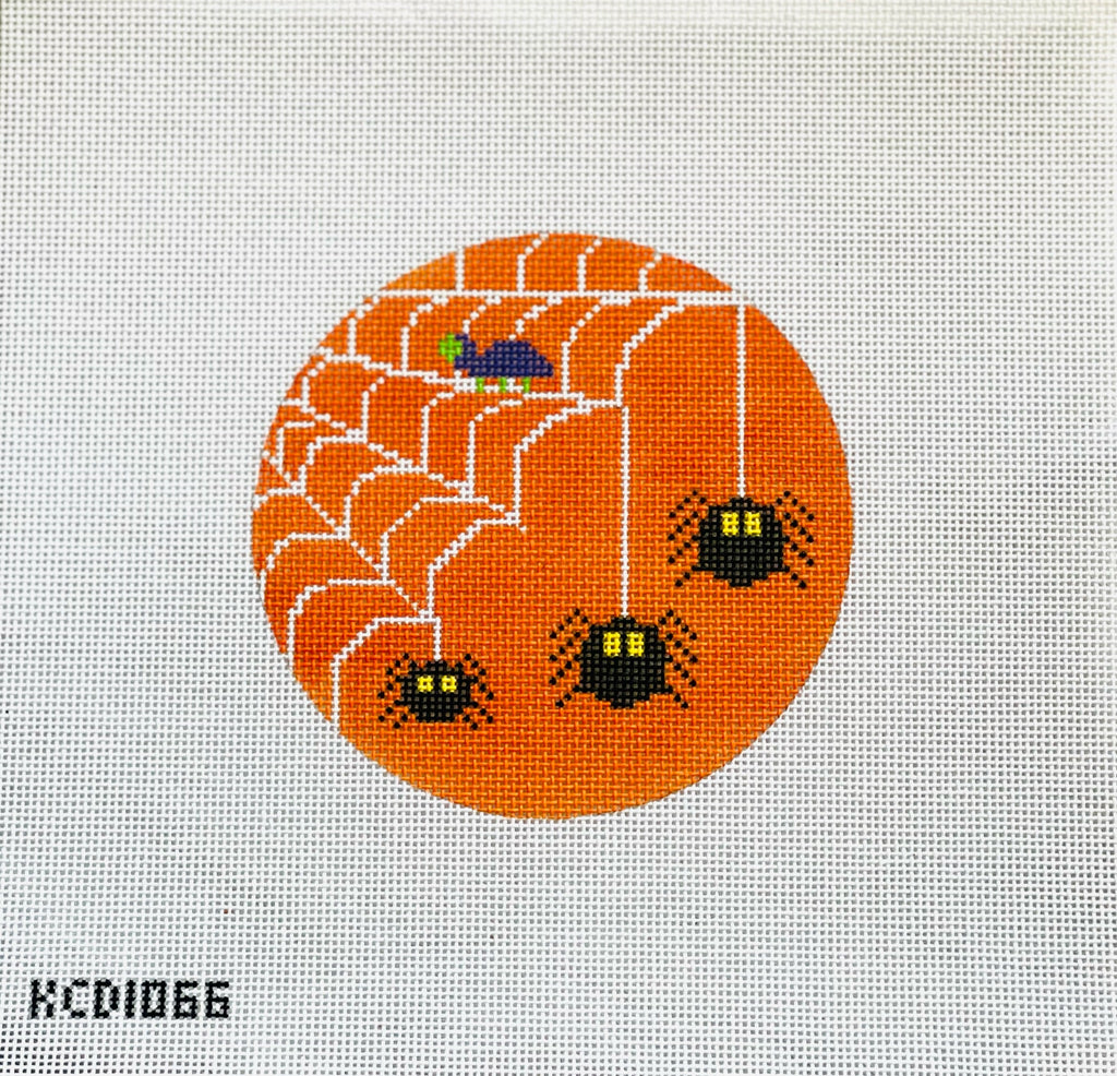 Spiders in Web Round - KC Needlepoint