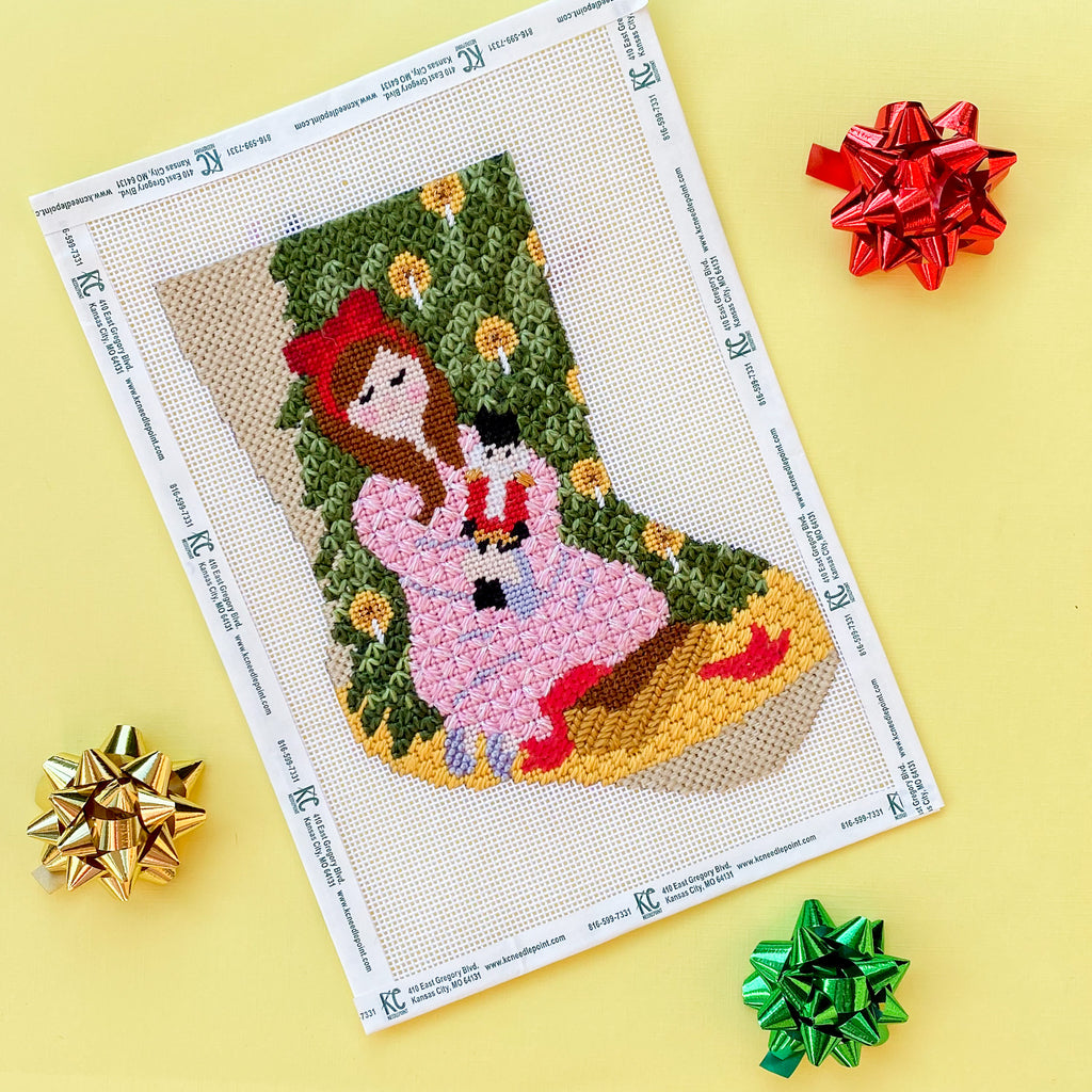 Clara with Nutcracker Ornament Sized Stocking Kit - KC Needlepoint