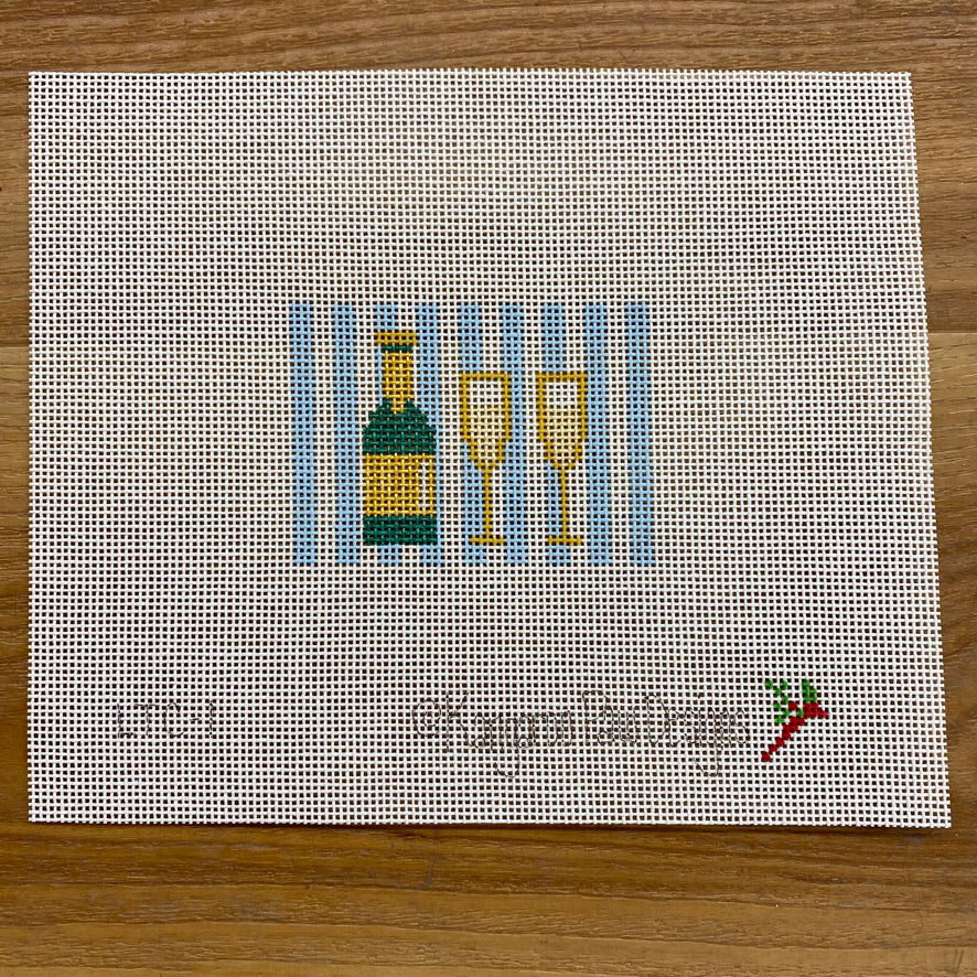 Champagne with Blue Stripes Canvas - KC Needlepoint