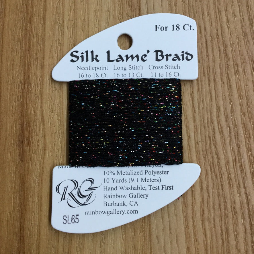 Silk Lamé Braid SL65 Black Sparkle - KC Needlepoint