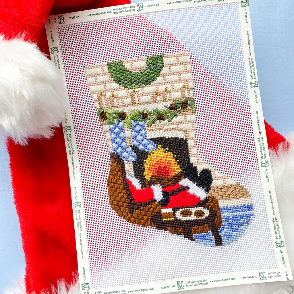 Santa's Nightcap Ornament Sized Stocking Kit - KC Needlepoint